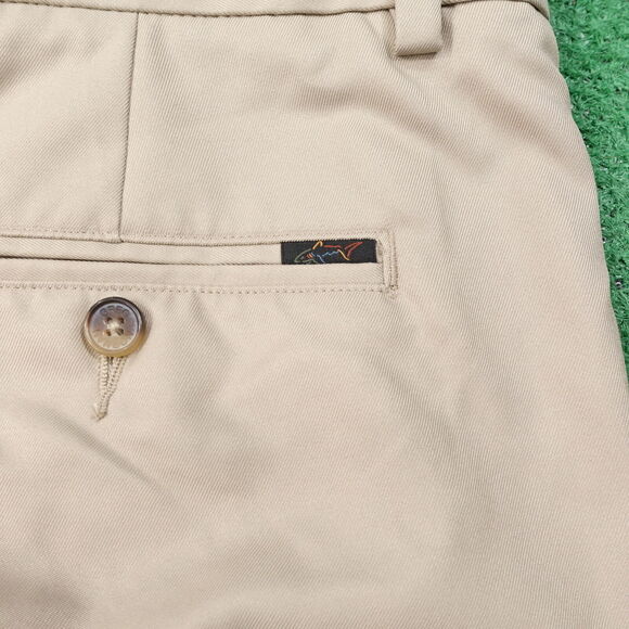 GREG NORMAN BEIGE FLAT FRONT POLYESTER GOLF SHORTS MENS SIZE 36 - Picture 5 of 6